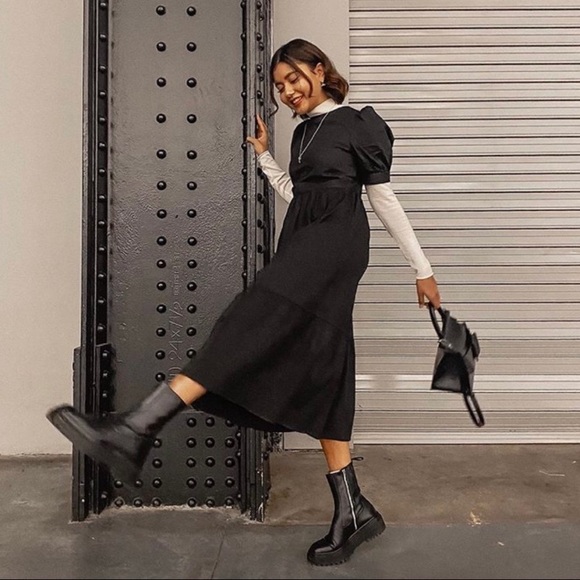 Zara Leather Ankle Boots with Lug Soles - Picture 3 of 16